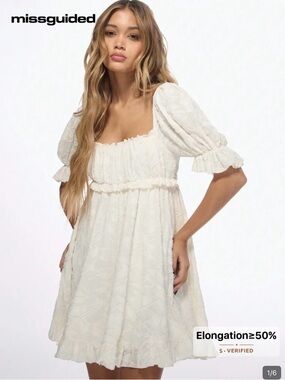 Missguided Cream Puff Sleeve Square Neck Mini Dress